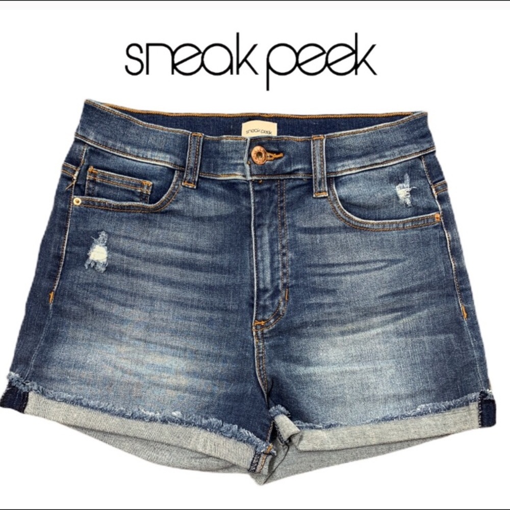 Sneak peek high waisted jean short